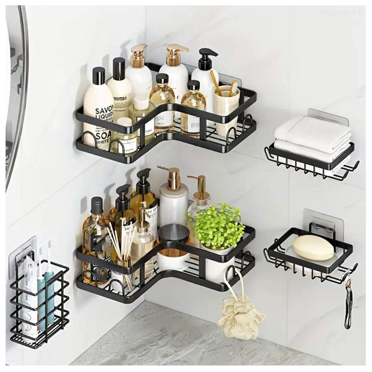 Esquinero baño 5pcs Organizador Adhesivo