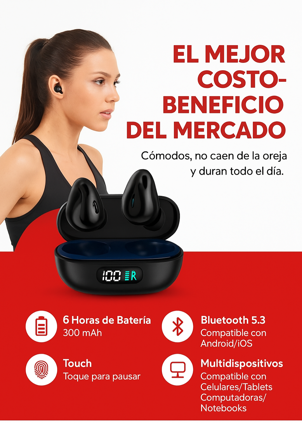 Audifonos Bluetooth Clip-on F50